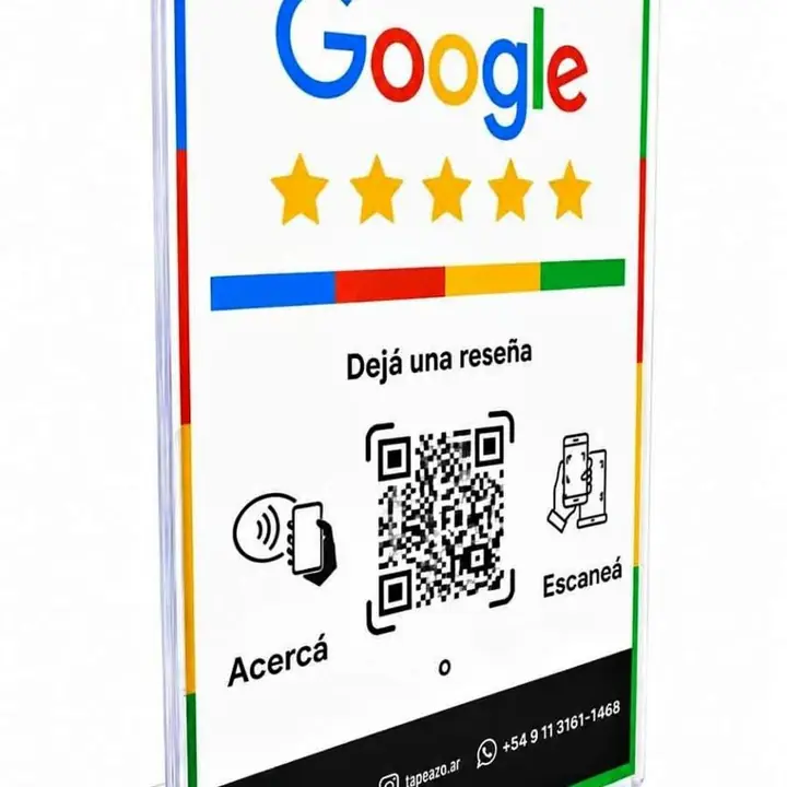 Acrilico 9x13cm Nfc + Qr Reseñas Google