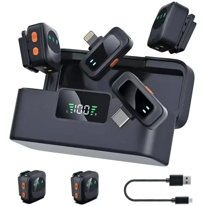 Microfono corbatero Inalambrico Dual - C y iPhone - Streaming, creadore de contenido y entrevistas!