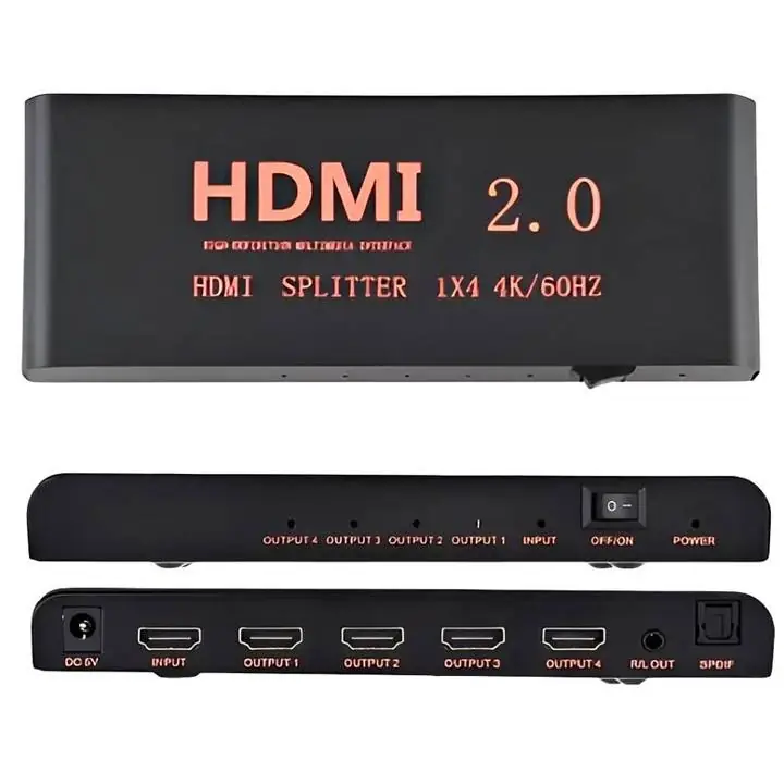 Multiplicador de Pantallas Splitter HDMI 1 Entrada 4 salidas 4k