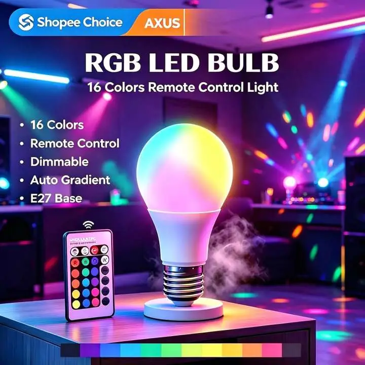 Lampara Foco RGB con control a distancia - 16 colores - Creador