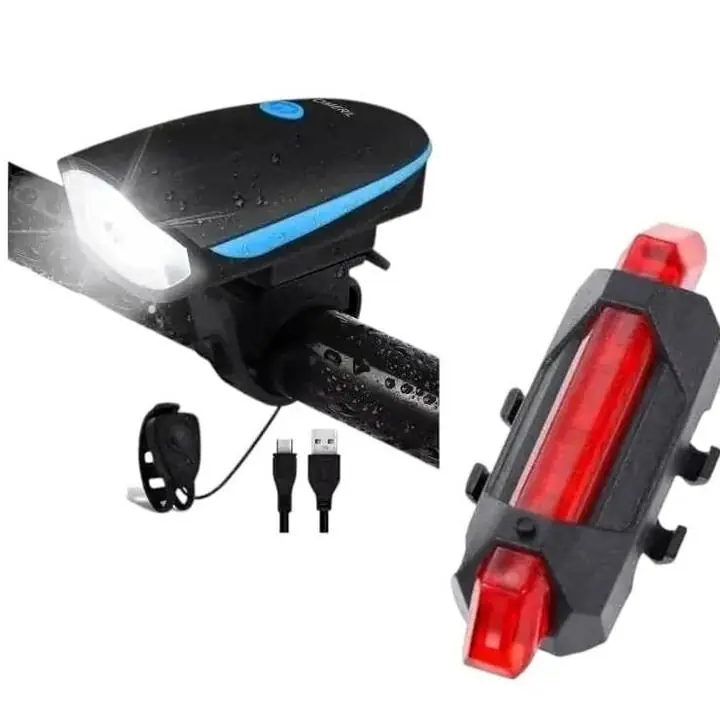 Kit Bocina Faro y Baliza para Bicicleta recargables