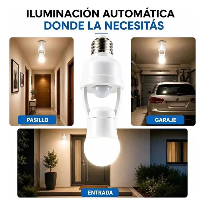 Portalámpara Sensor de Movimiento con Regulación de Tiempo 360°