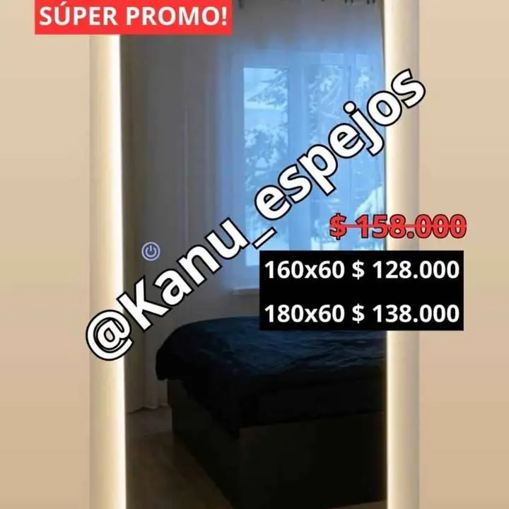 Espejo vestidor recto luz LED en promooo listo para colgar
