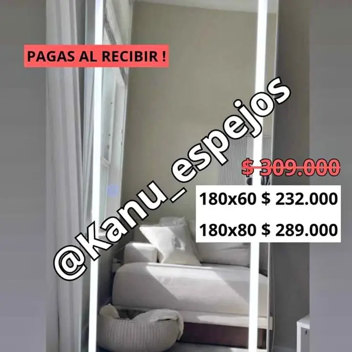 Espejo vestidor recto esmerilado touch en ofertaaa entrega en el dia
