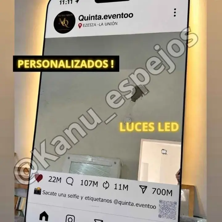 Espejo instagram luz LED personalizado hace tu pedido
