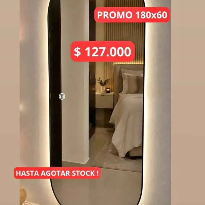 Espejo Píldora Luz Led Touch Listo para Colgar