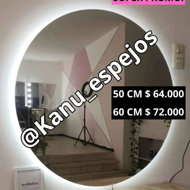 Espejo circular luz led en ofertaaa listo para colgar