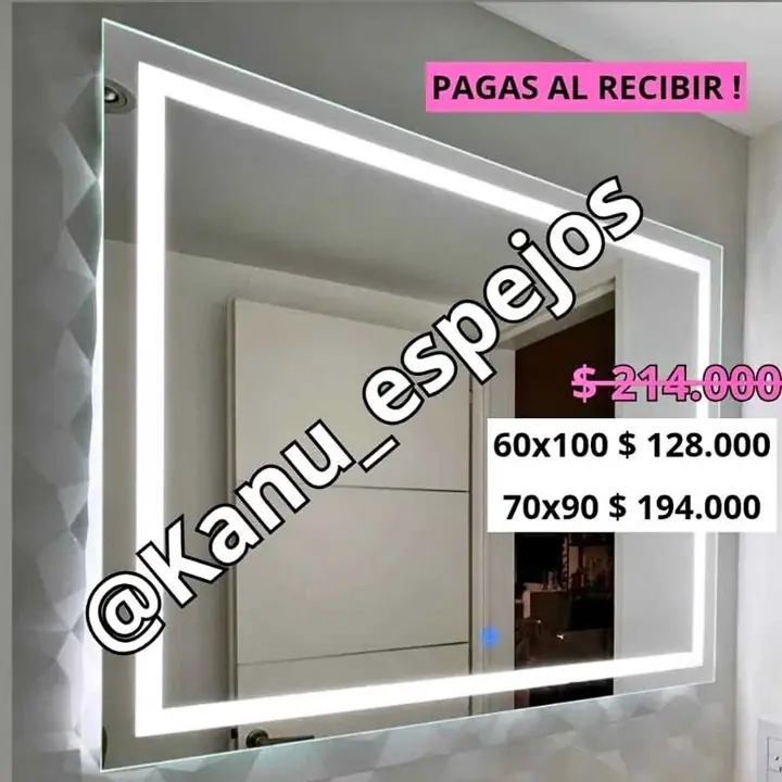 Espejo económico luz LED esmerilado en promo