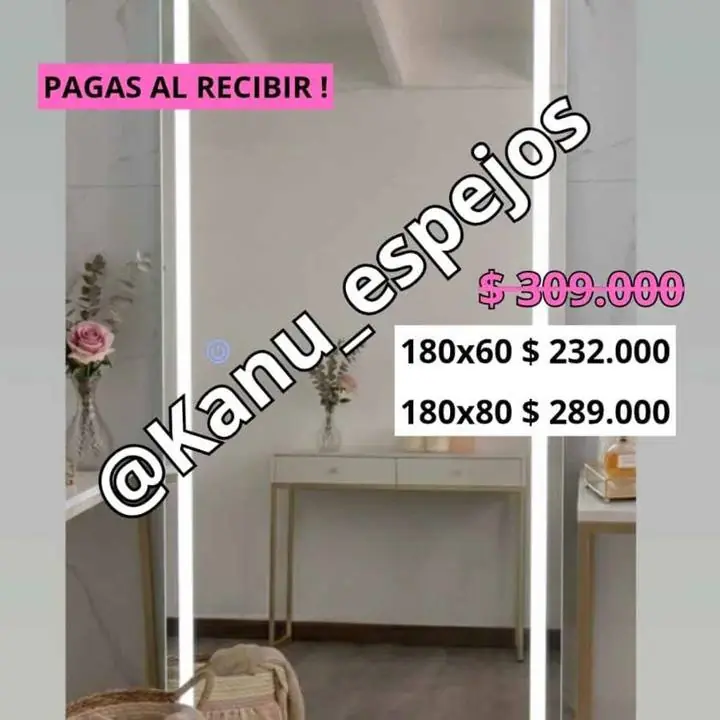 Espejo vestidor touch esmerilado en promooo hasta agotar stock