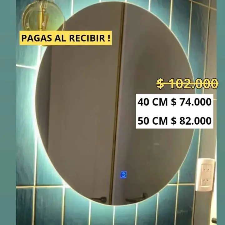 Espejo redondo luz LED en promoo entrega inmediata listo para colgar