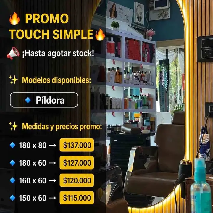 Espejo Cuerpo Entero Pildora LED Touch Variedad de medidas en Promoo Hasta agotar stock