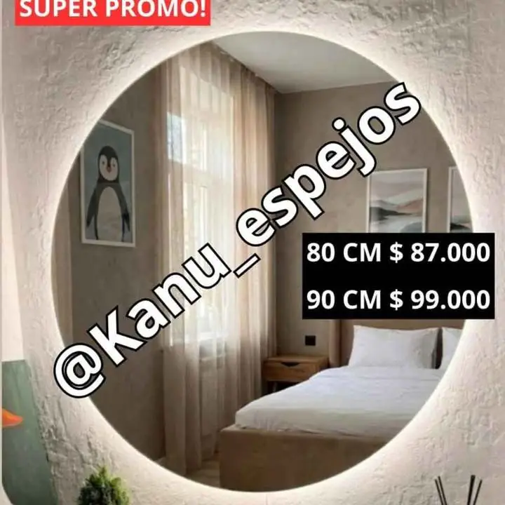 Espejo circular luz LED en ofertaaa listo para colgar