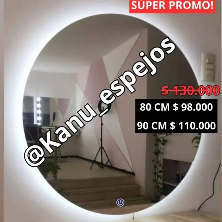 Espejo circular luz LED en ofertaaa listo para colgar