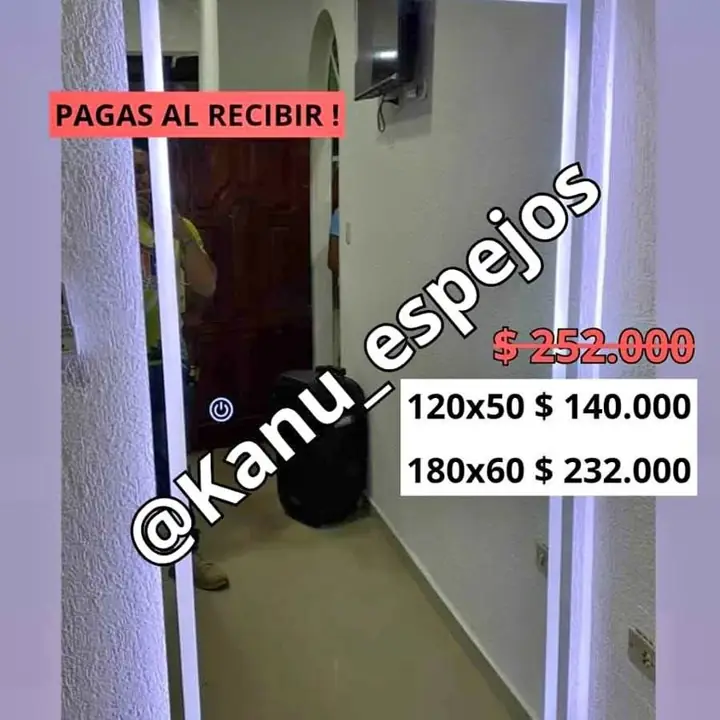Espejo vestidor esmerilado touch en promooo entrega en el dia