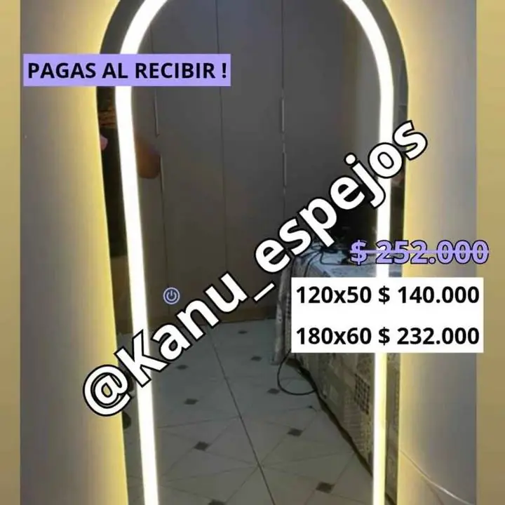 Espejo vestidor arco LED TOUCH Esmerilado, Sutil, moderno y funcional