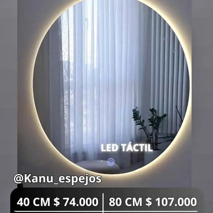 Espejo luz LED circular todas las medidas, listo para colgar