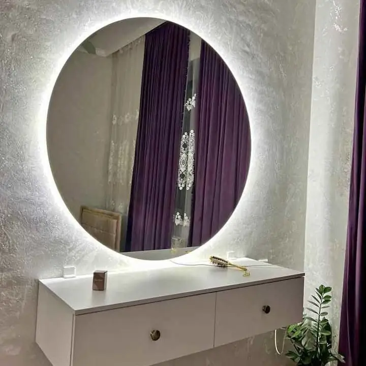 Espejo circular luz LED en promoo listo para colgar