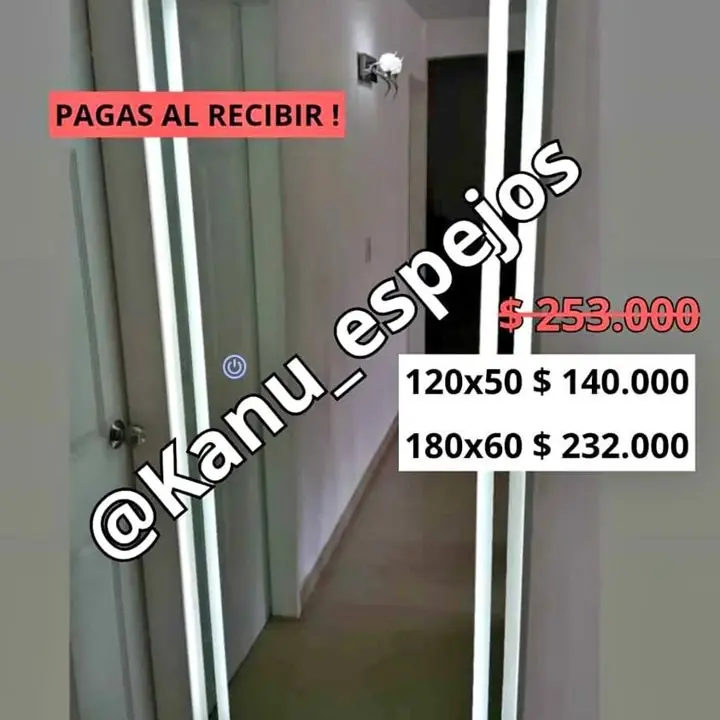 Espejo vestidor recto esmerilado luz LED touch en ofertaaaa