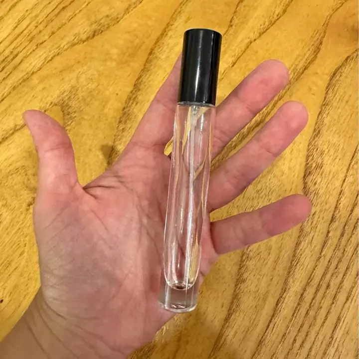 50 DECANTS Perfumeros de vidrio 10ml con pulverizador y tapa negra - 50 unidades