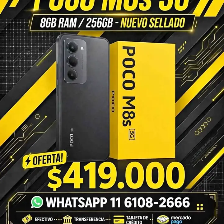 Poco M8S 5G 8 RAM 256 gigas,igual a nuevo,precio $419000