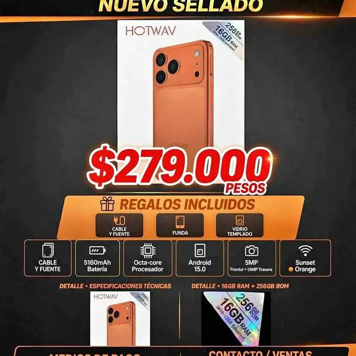 Hotwav a 17 pro max nuevo SELLADO,16 RAM 256 GIGAS,$279000 pesos, whatsapp