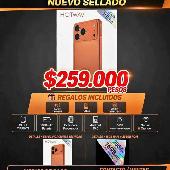 Hotwav a 17 pro max nuevo SELLADO,16 RAM 256 GIGAS,$259000 pesos, whatsapp