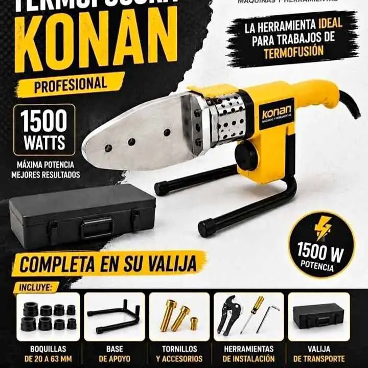 Termofusora Konan 1500W completa con boquillas y accesorios