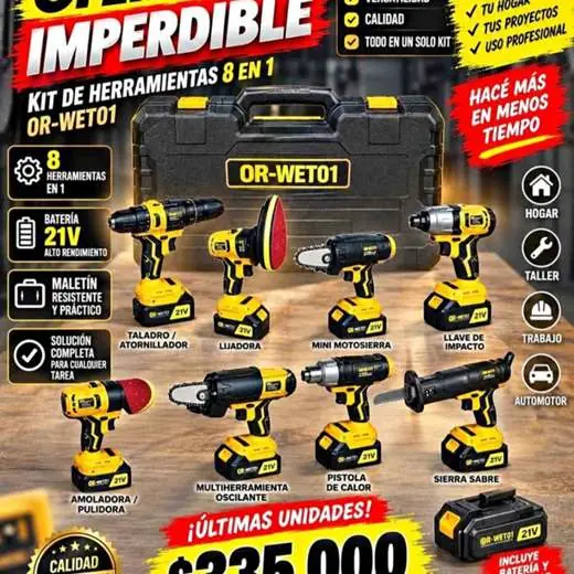 Kit de herramientas inalámbricas con cabezales intercambiables 8 en 1