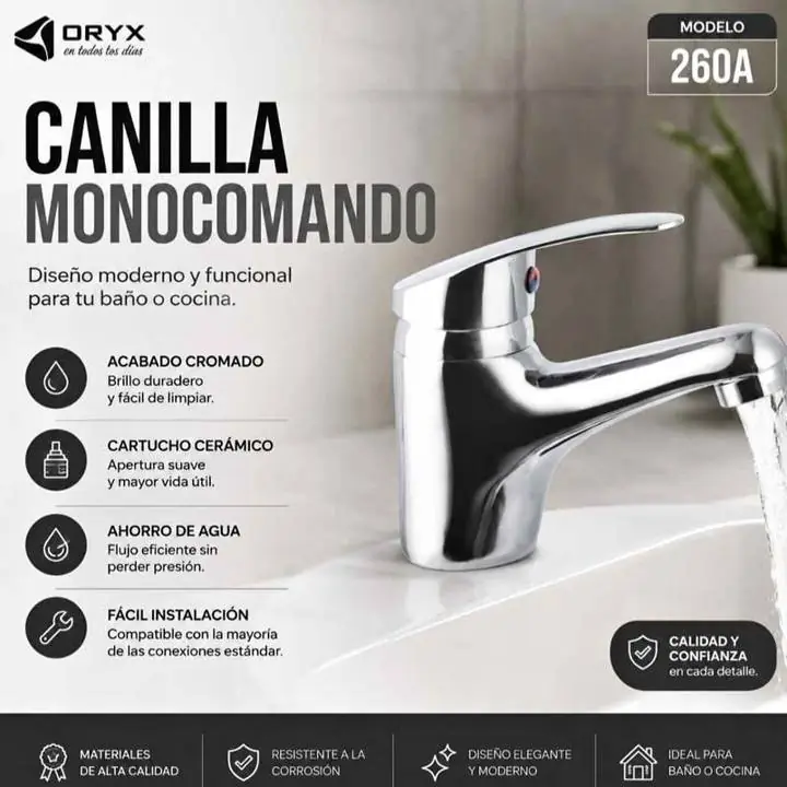 Grifería de vanitory monocomando Oryx