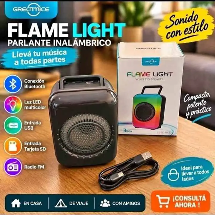 Parlante inalámbrico 3" luces led entrada USB radio