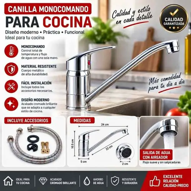 Grifería de cocina monocomando