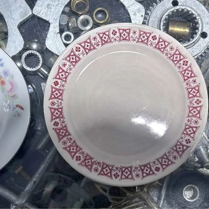 Juego 9 platos torta porcelana antiguos