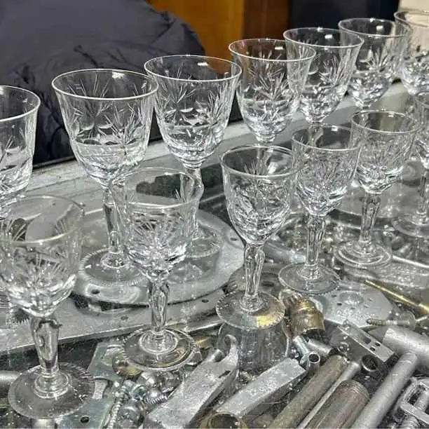 Juego x 15 copas chicas licor talladas cristal vintage