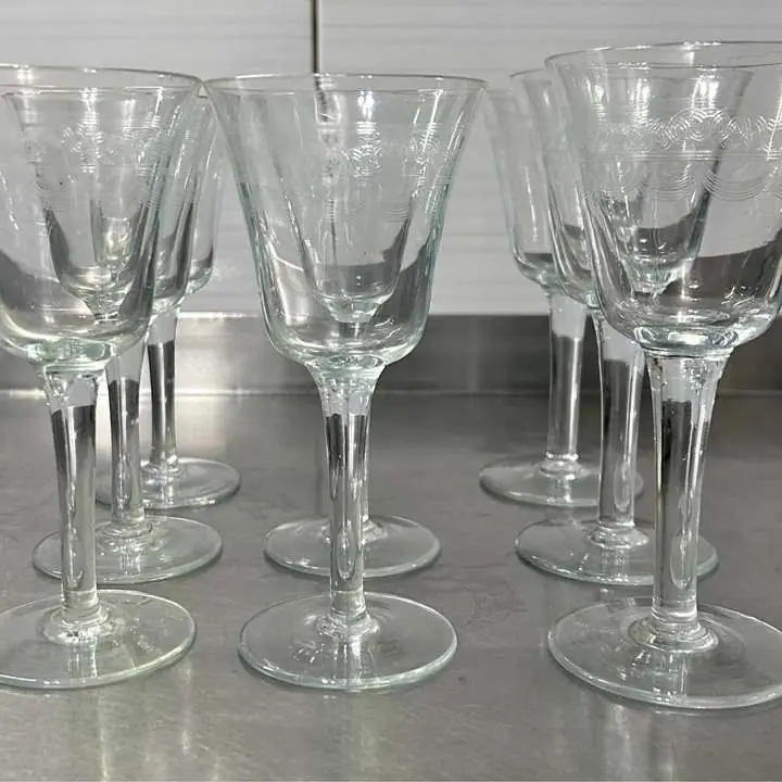 8 Copas de cristal tallado antiguo