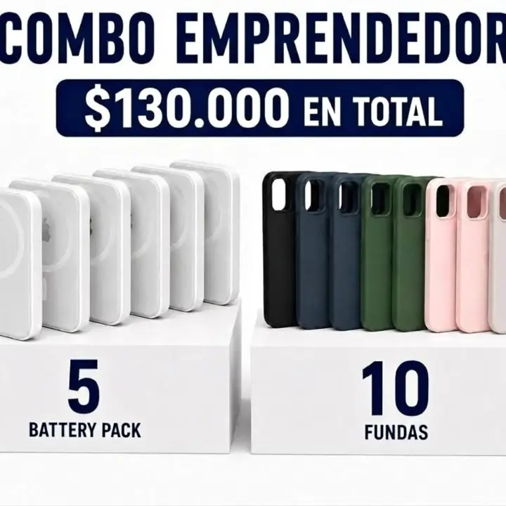 Combo emprendedor - 5 battery pack - 10 fundas de iPhone