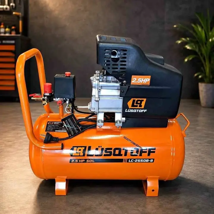 Compresor de aire sin kit lüstoff 2,5 HP – 50 L Tensión: 220V – 50Hz Potencia: 1750W / 2.5 HP