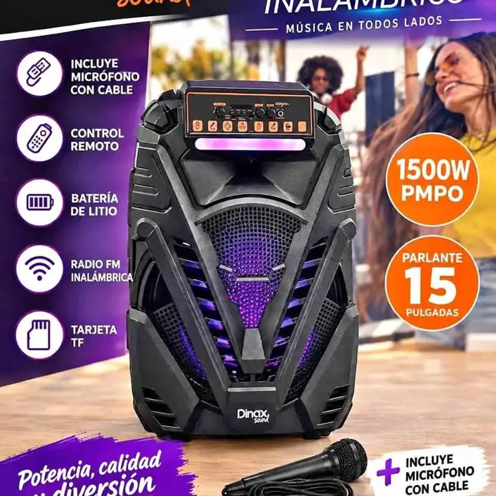 Parlante inalámbrico dinax sound 15” – 1500W PMPO $86.000 Características
