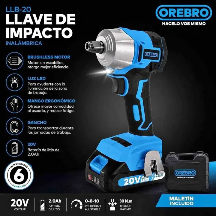 Llave de impacto a bateria 20V (LLB-20 $103.000
