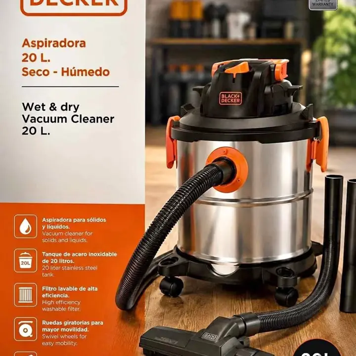 Aspiradora Black+Decker tanque de acero inoxidable $75.000 - Aspiradora doble función (sec