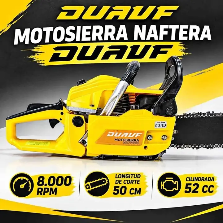 Motosierra duavf $86.000 Marca: DUAVF Modelo: MS52-DU20G Cilindrada: 52 cc Util