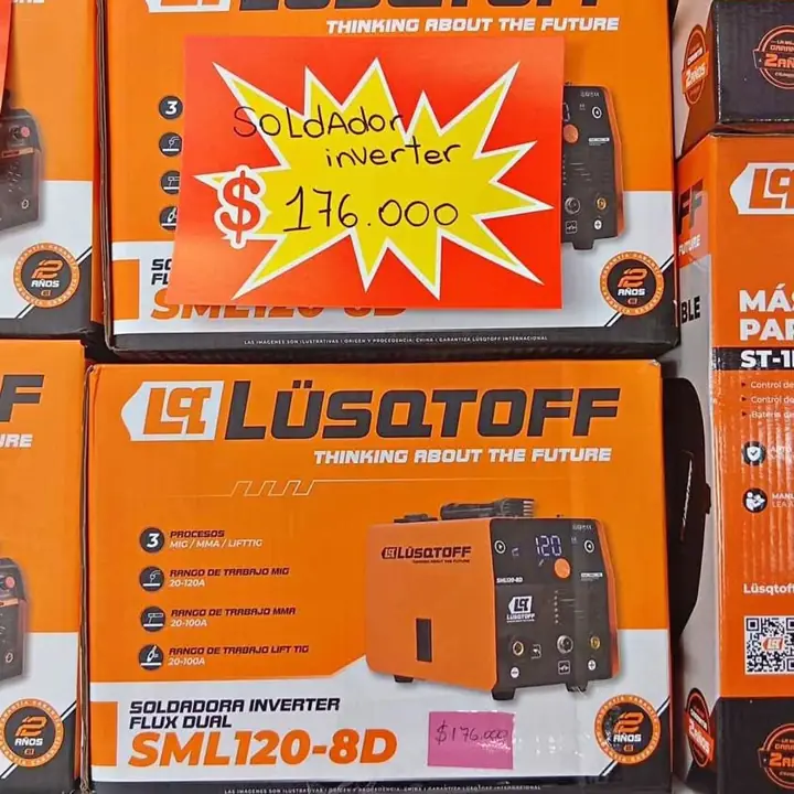 Soldadora inverter flux dual Lüsqtoff $176.000 - MODELO:SML120-8D - 3 procesos:mig/mma/liftt