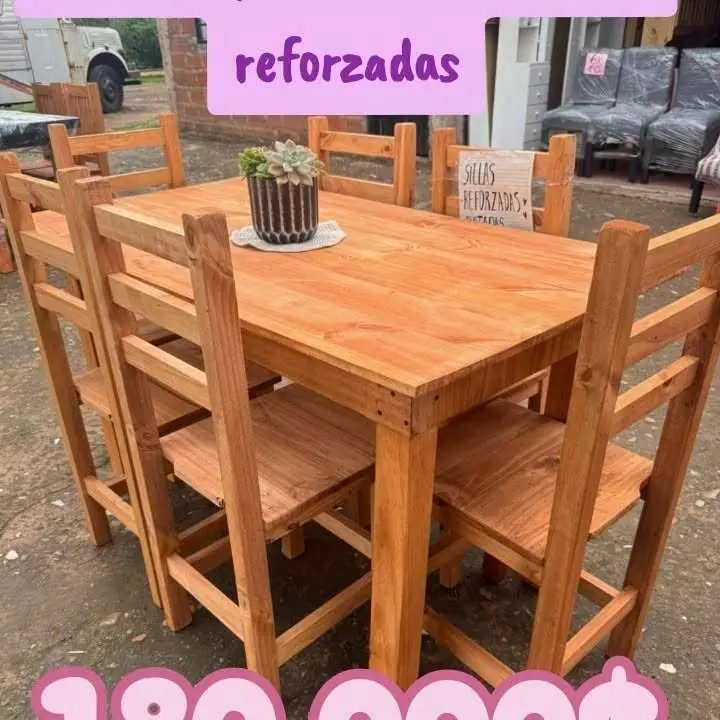 Mesa de 1,40 x 80 mas 6 sillas reforzadas
