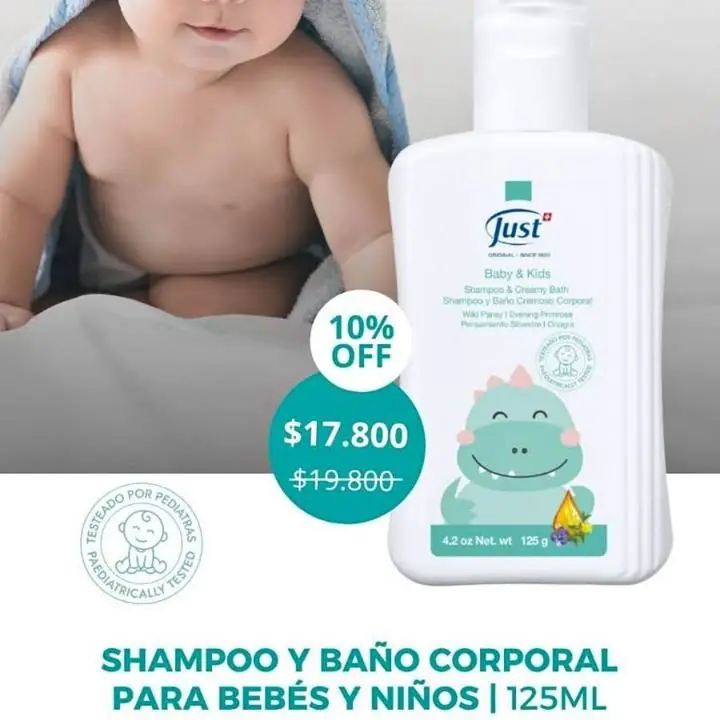 Shampoo y baño corporal para bebes y niños just