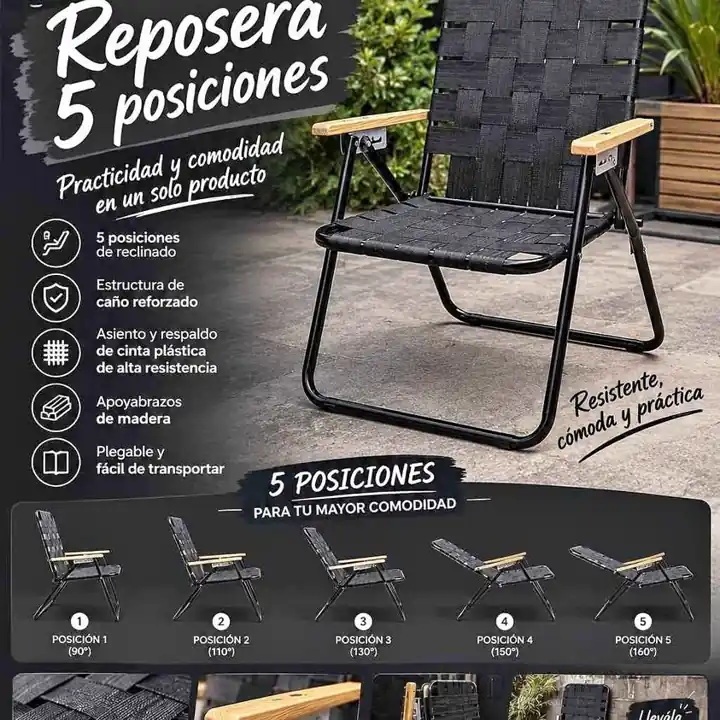 Sillon caño 7/8 5 P cintas nahuel total black