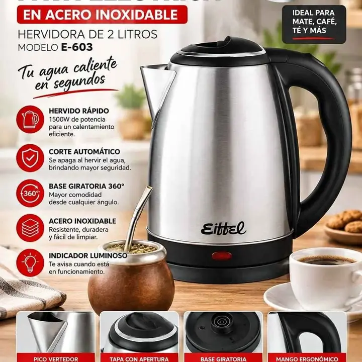 Pava eléctrica eiffel acero inoxidable 2 litros