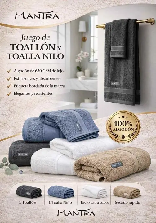 Juego de toallon y toalla mantra nilo