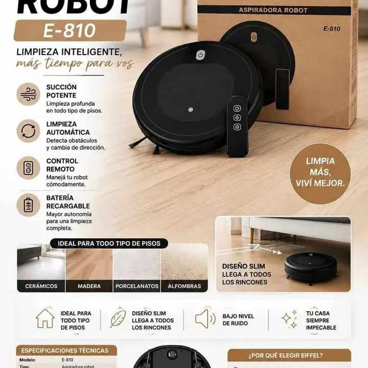 Aspiradora robot eiffel E-810