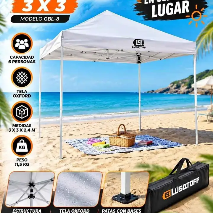 Gazebo 3X3 varilla de acero lusqtoff