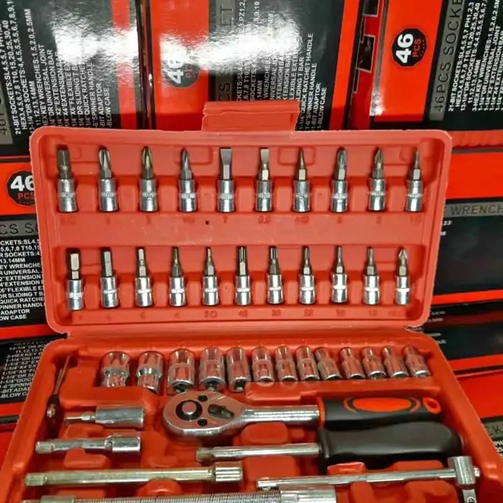 Set de llave tubo 46 piezas caja roja