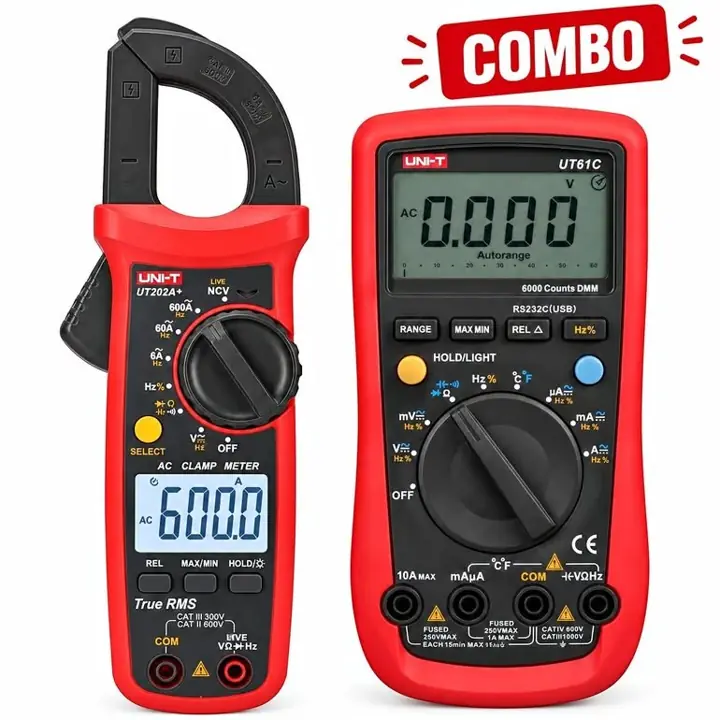 Combo Uni-t Pinza Amperimétrica UT202A+ y Multímetro UT61C